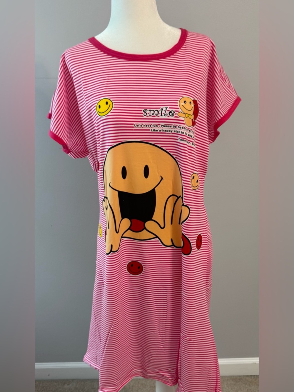 Women’s Nightgown Pajamas Short Sleeve Soft Dress Sleepwear New Pink M L XL XXL